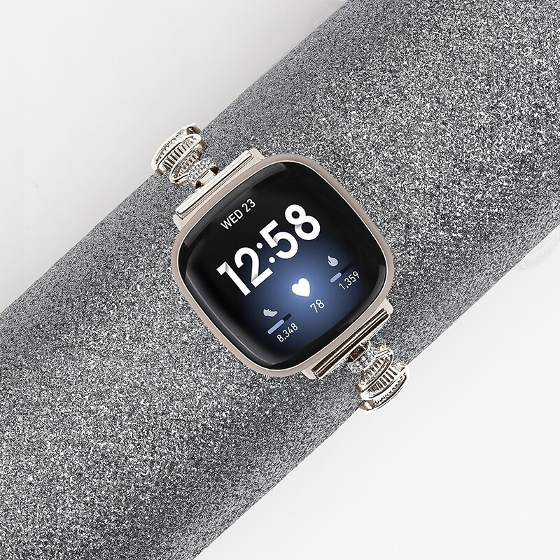 For Fitbit Versa 3/4 Sense 2 Adjustable Rhinestones Strap Stainless Steel Band