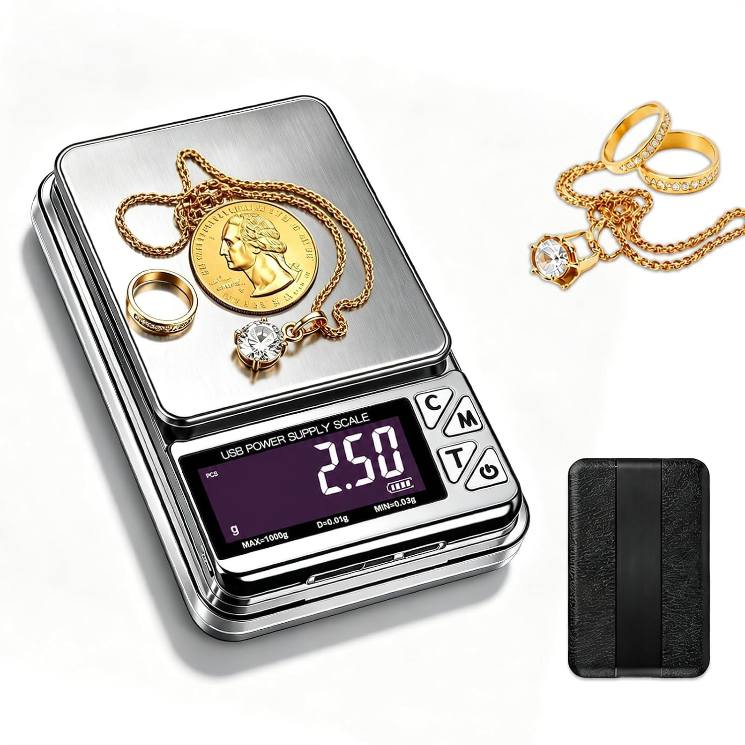 Coin Scale, 600G X 0.01G Jewelry Scale with 7 Units & 3 Charging Interfaces, Dig