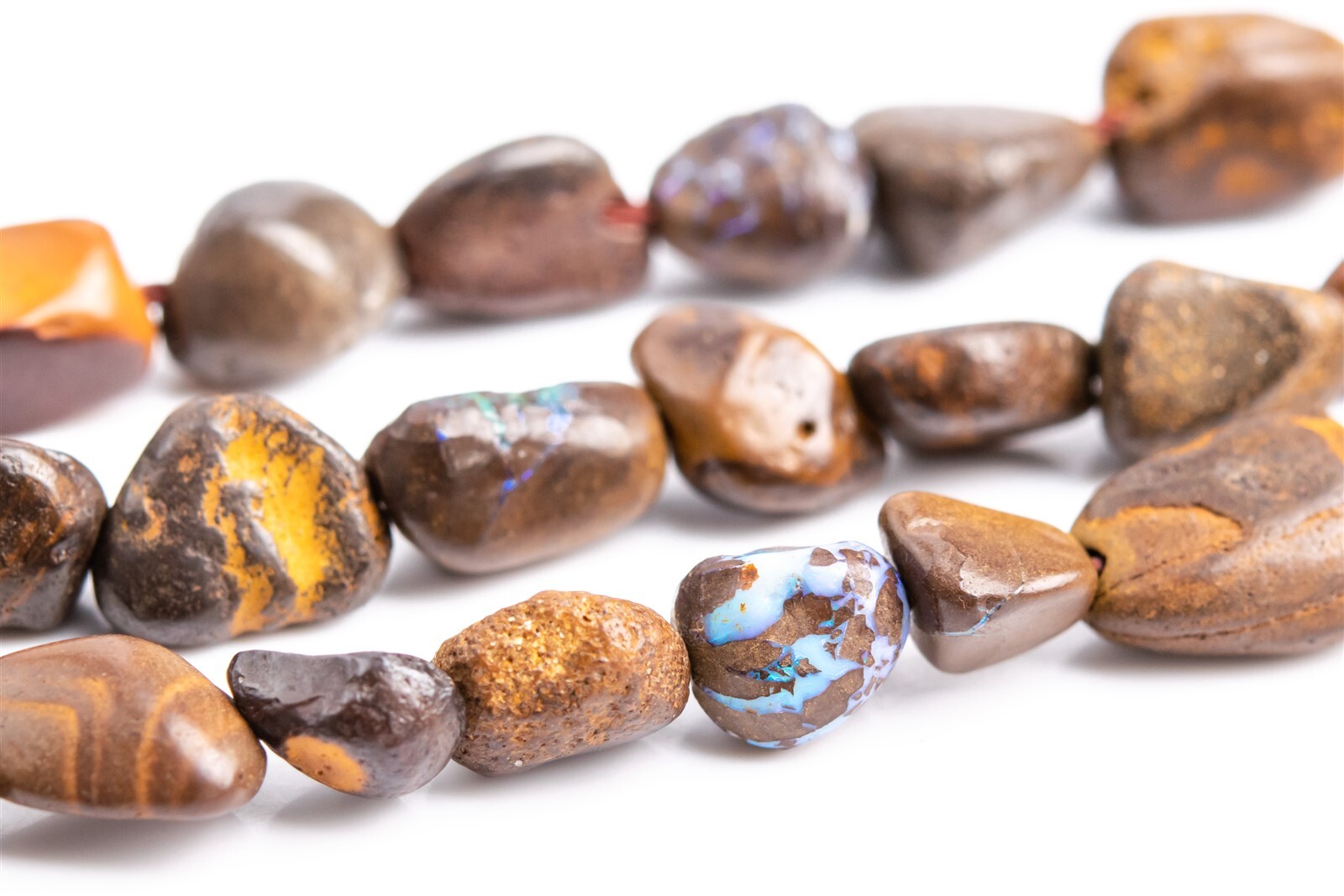 4-7MM Brown Boulder Opal Pebble Chips Grade A Genuine Natural Loose Beads