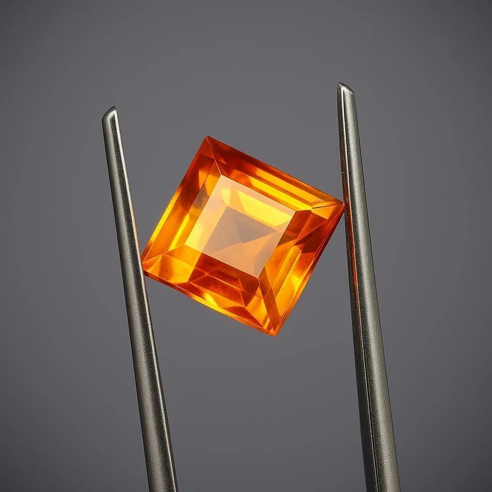 Natural Ceylon Orange Sapphire 10.01 Ct Princess Cut Certified Loose Gemstone