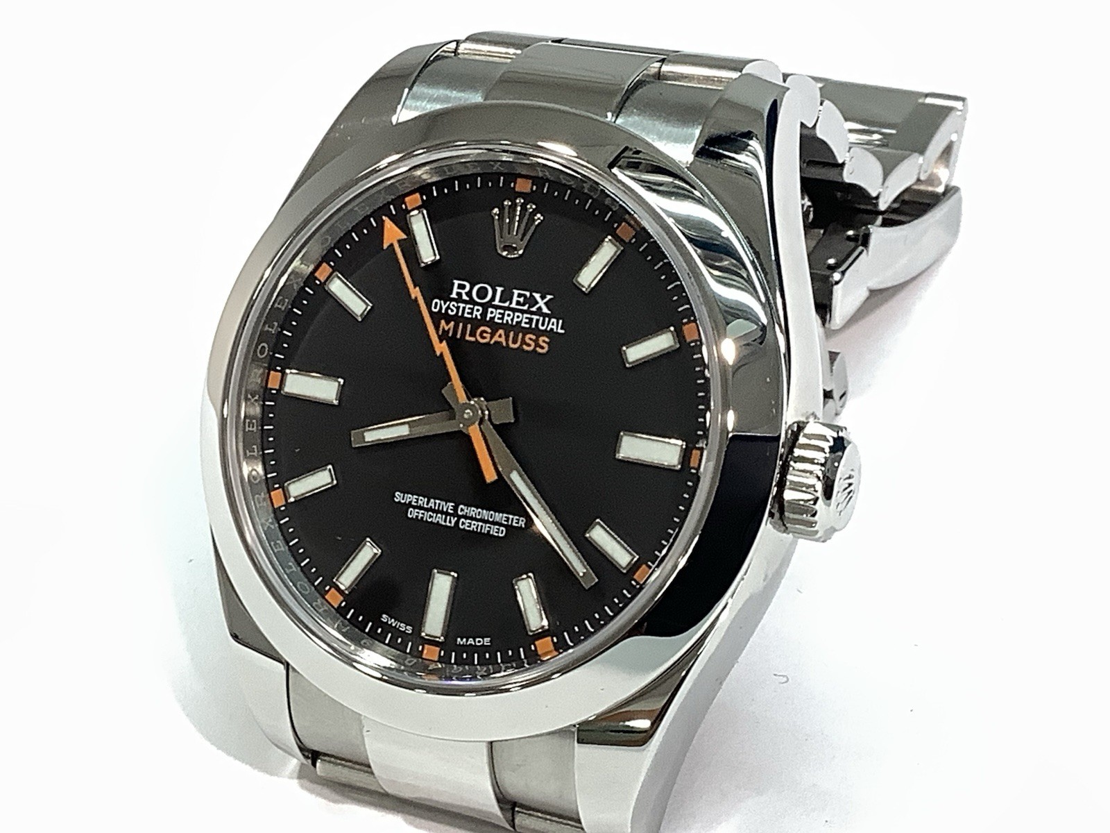 ROLEX 116400 Oyster Perpetual Milgauss 40mm S/S Black Dial Automatic Watch VGC+