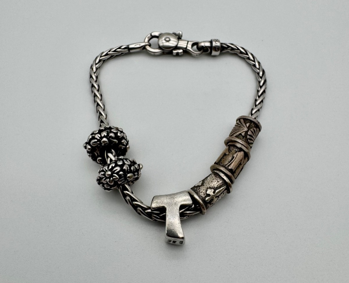 Signed Cedora Sterling Silver Charm Bracelet-Made in Italy- 7 inches long, 20 g