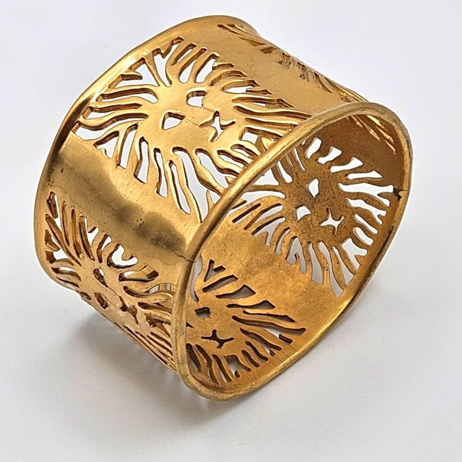 VINTAGE Rare Anne Klein Couture Gold Tone Lion Face Bangle Bracelet Signed