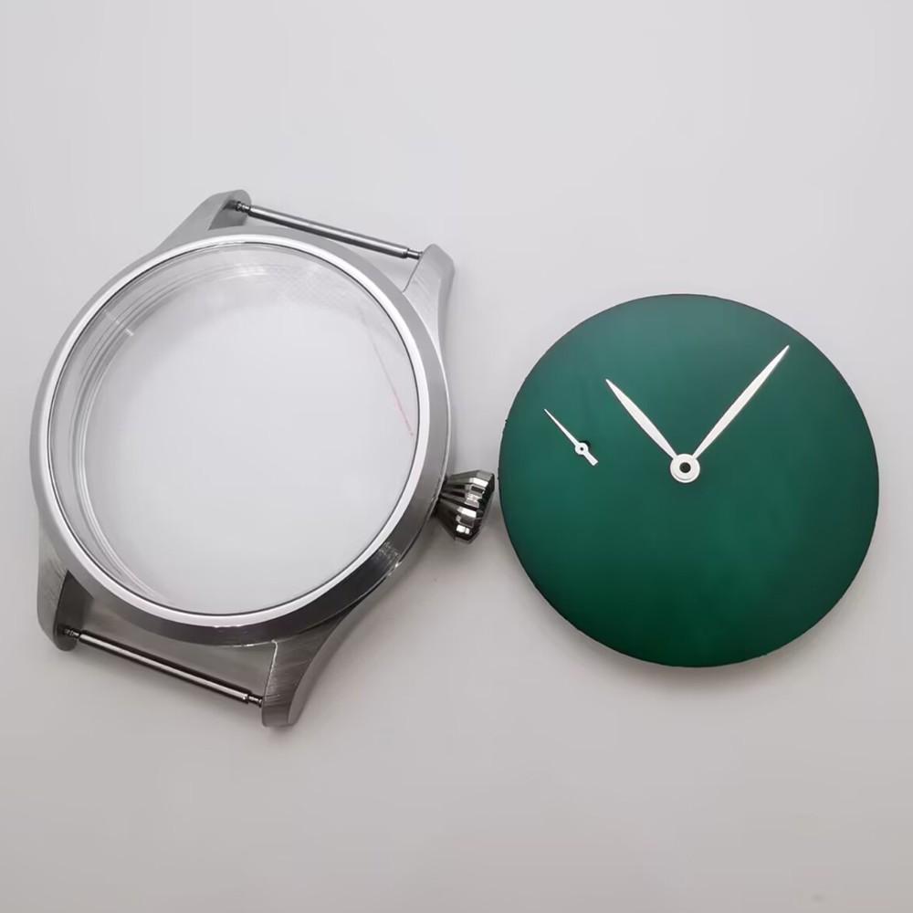 42mm brushed case blank green sterile dial hands fit ETA6498 st3620/6497 st3600