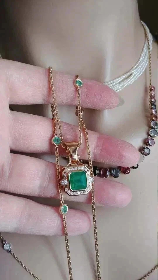 2.50 Ct Asscher Cut Lab Created Emerald Halo Pendant 14K Yellow Gold Plated