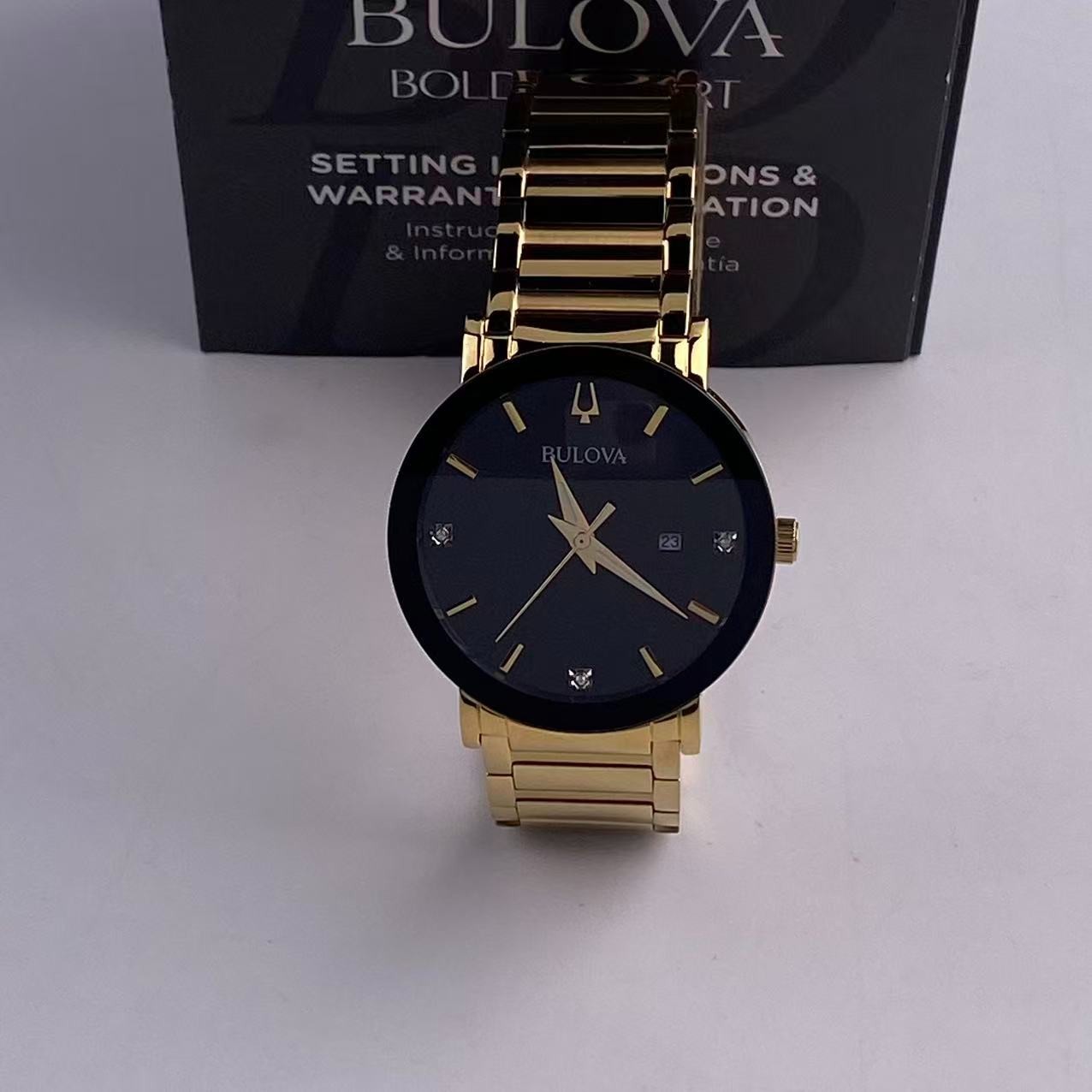 New Bulova Futuro Modern -97D116- Men’s Quartz Watch Black Diamond Dial 42mm