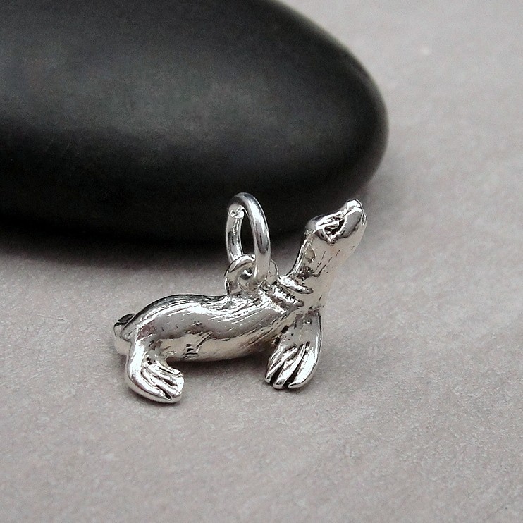 Silver SEA LION CHARM Seal Otter Marine 3D PENDANT