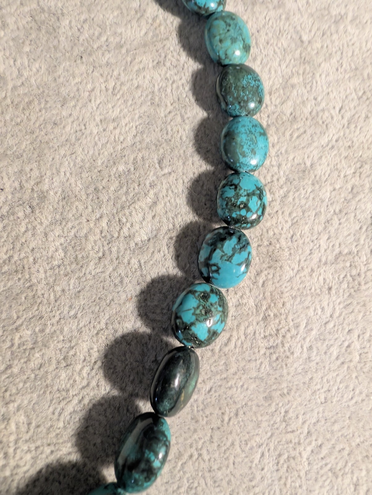 Beautiful Green Blue Spiderweb Turquoise Necklace! 21 Inches Long!