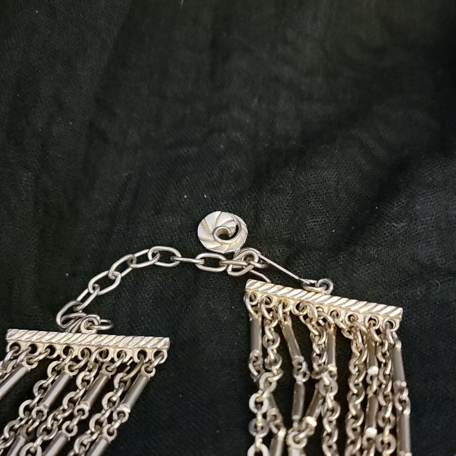 Silver Tone Multi-Strand Layered Cable Chain Statement Necklace Hook Clasp