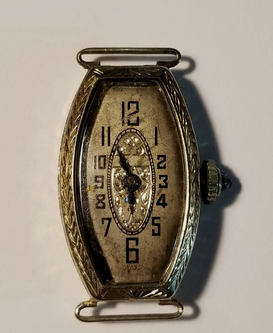 antique jax 20kt white gold women ladies wrist watch 3.4 g 1920s repair / scrap