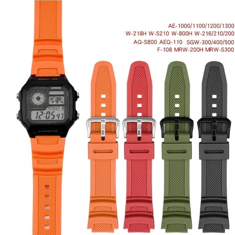 Rubber Watch Band Strap for Casio W-735H SGW-400H SGW-500H AE-1000W MRW-200H