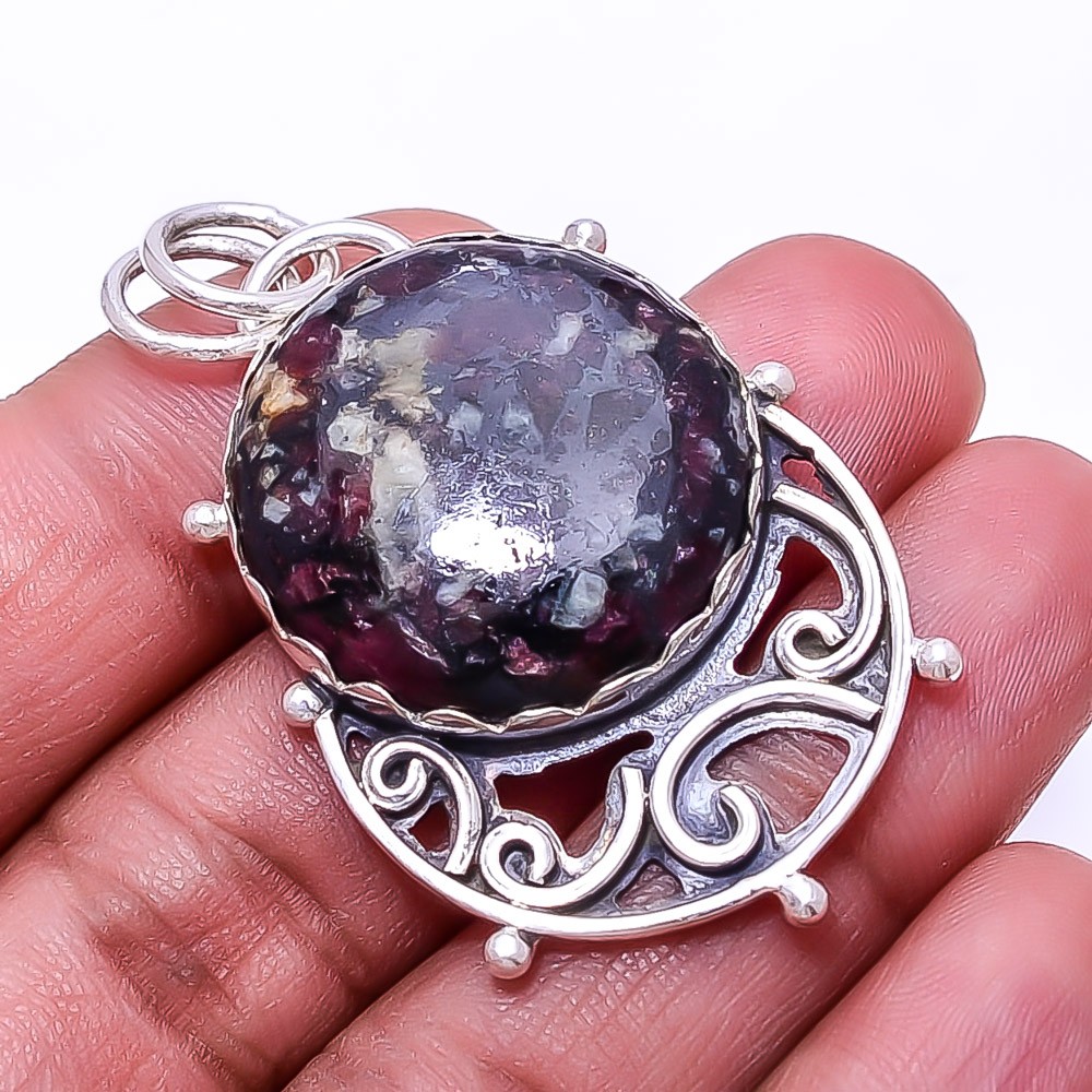 Eudialyte – Russia 925 Sterling Silver Pendant 1.95″ P28, Christmas Gift