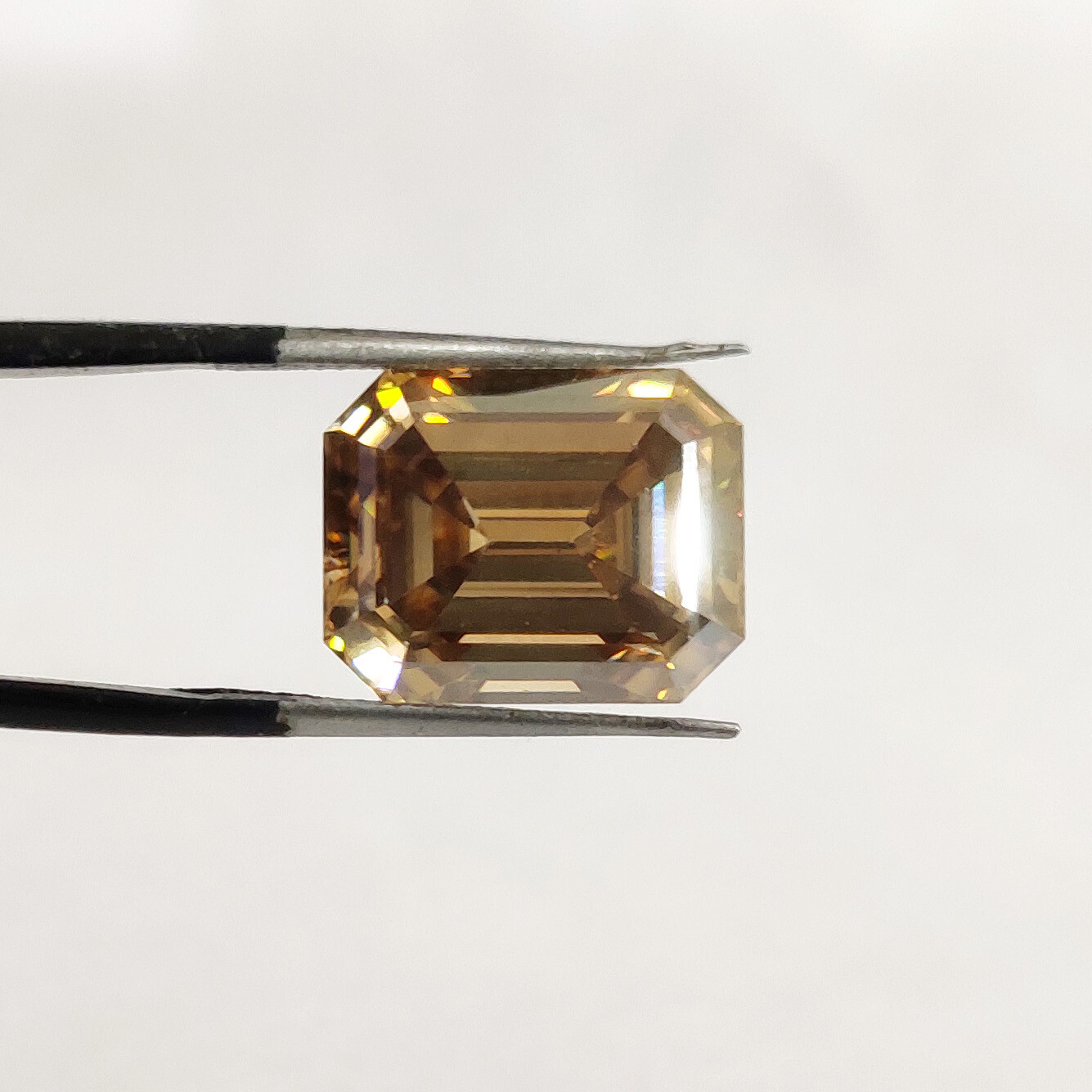 8-9 Ct Champagne Lab Created Diamond For Pendant-Ring Certified ! Jewelry Making