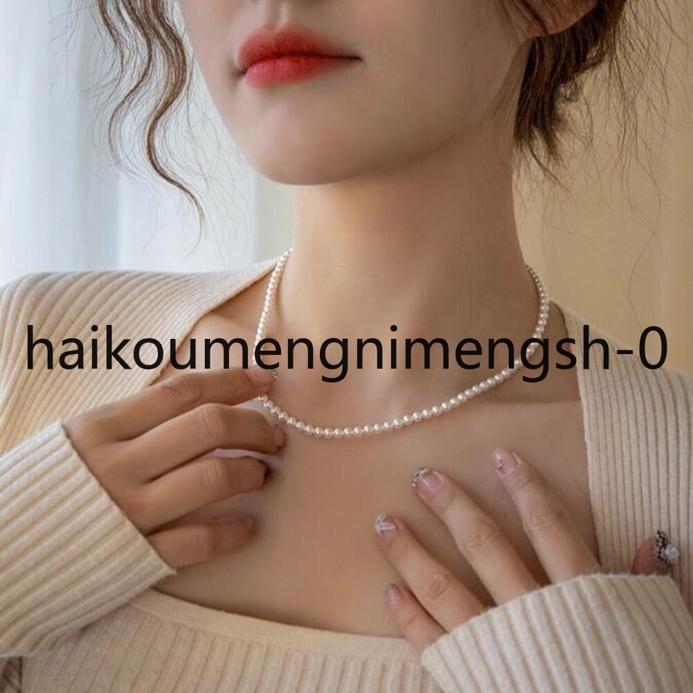 Real Natural 2mm 3mm 4mm White Akoya Pearl Round Beads Necklace 15″