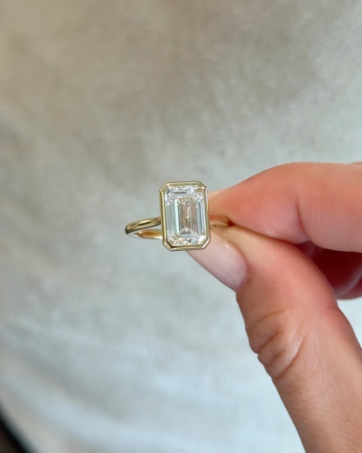 3.75 Ct Timeless Elegance Emerald Cut Lab Grown Diamond Ring 18K Yellow Gold