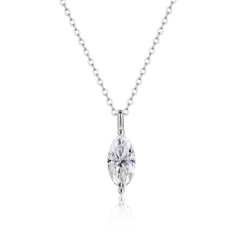 3ct Marquise Cut Real Moissanite Lady Pendant Necklace 925 Sterling Silver Chain