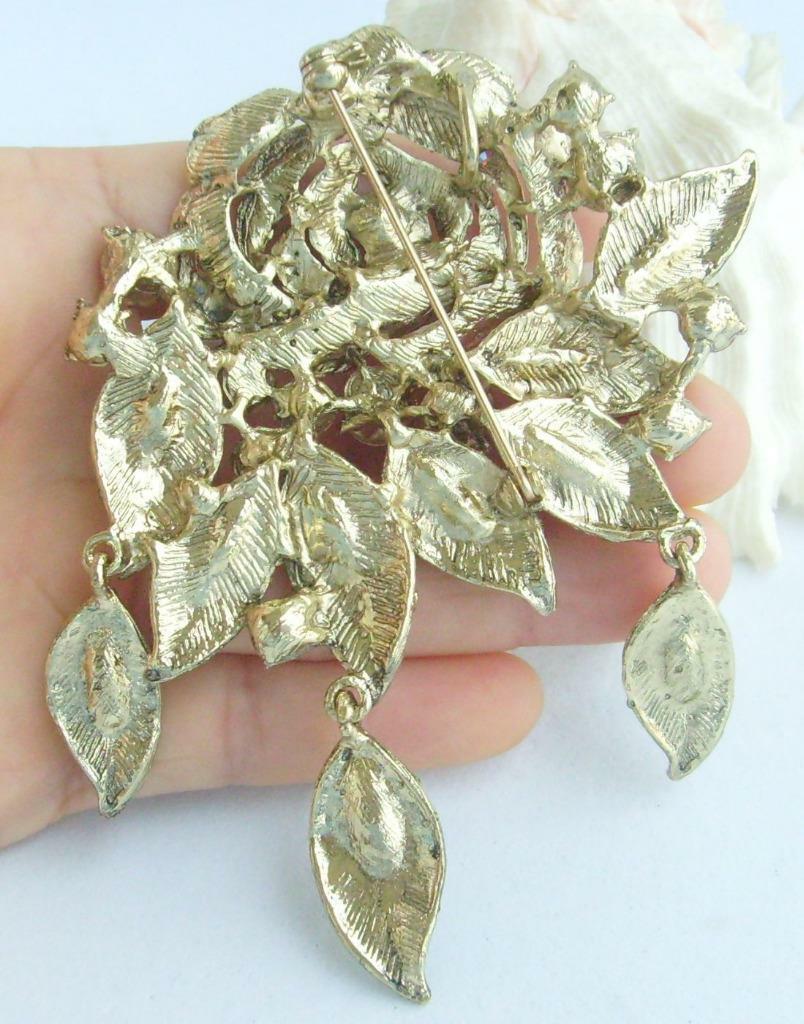 Charming 3.94″ Purple Austrian Crystal Flower Brooch Pin Pendant Deco EE06454C4