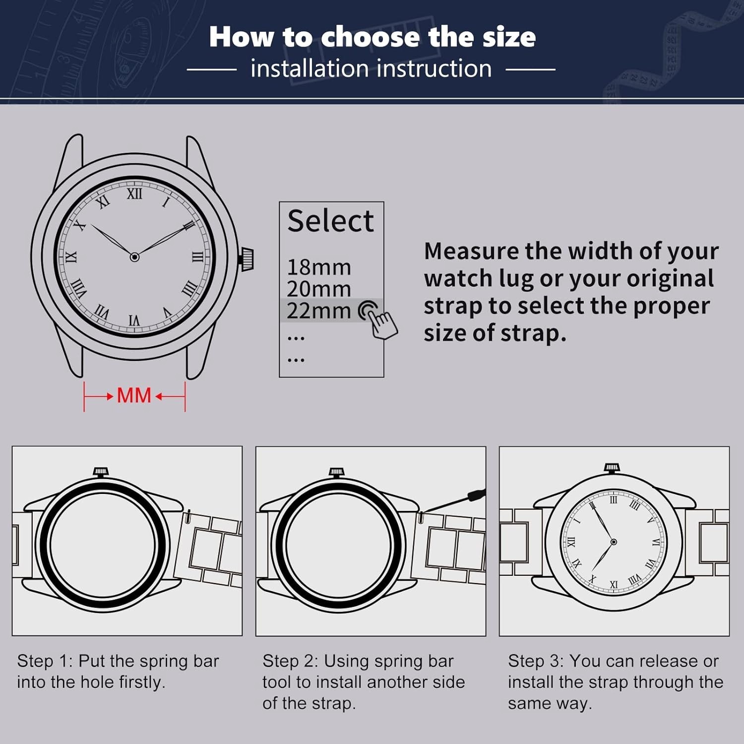 Durable 316L Stainless Steel Watch Band, Multiple Sizes & Colors for Men & Women
