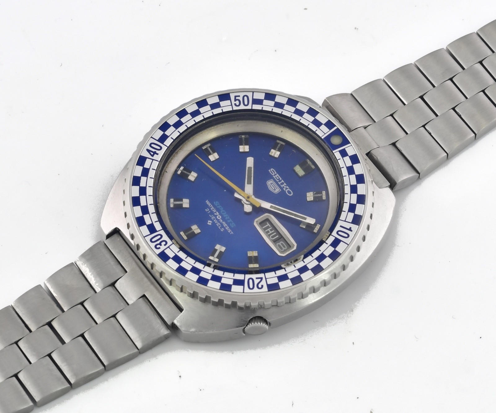 Vintage SEIKO 5 Sports Rally Diver 6119 7170 Automatic Day Date Mens Wristwatch