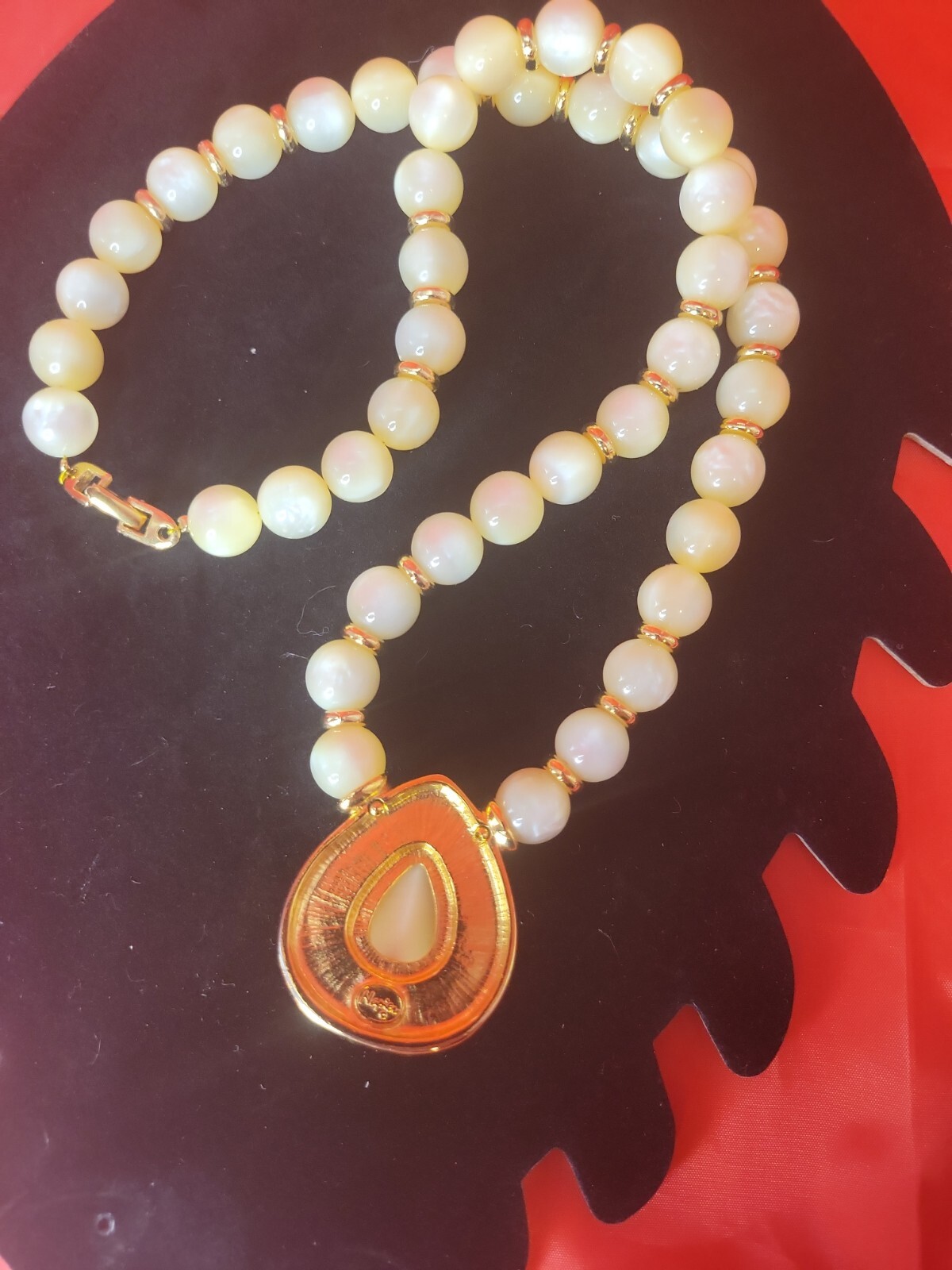 Napier Lucite Necklace Moonglow Pendent 1970s