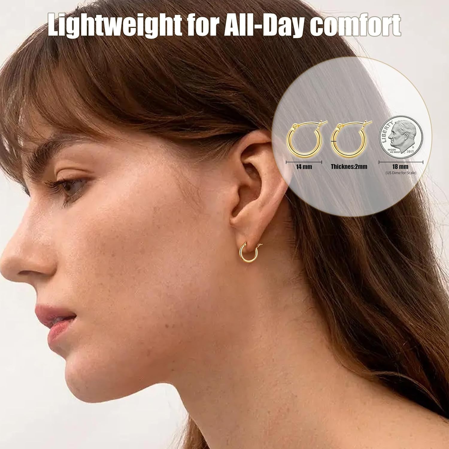 Elegant 14K Gold Plated Hoop Earrings | Hypoallergenic Minimalist Jewelry