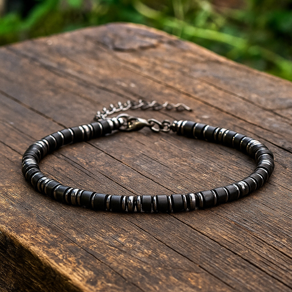 Natural Black Tourmaline Hematite Bracelet grounding Protection Crystal Man Gift