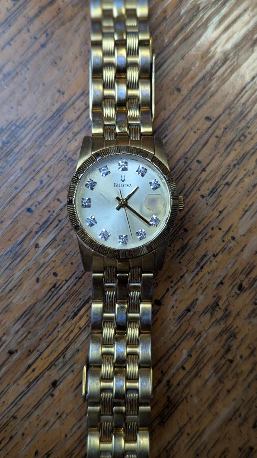 Bulova Gold Tone Diamond Watch C960495 (Needs Battery)
