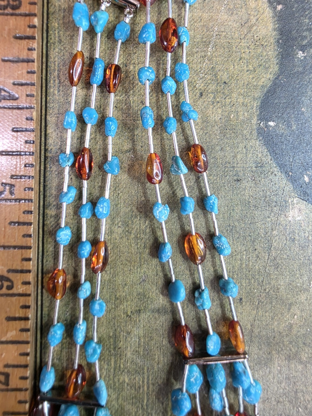 Jay King DTR Sterling Silver, Amber & Turquoise Multistrand Waterfall Necklace78