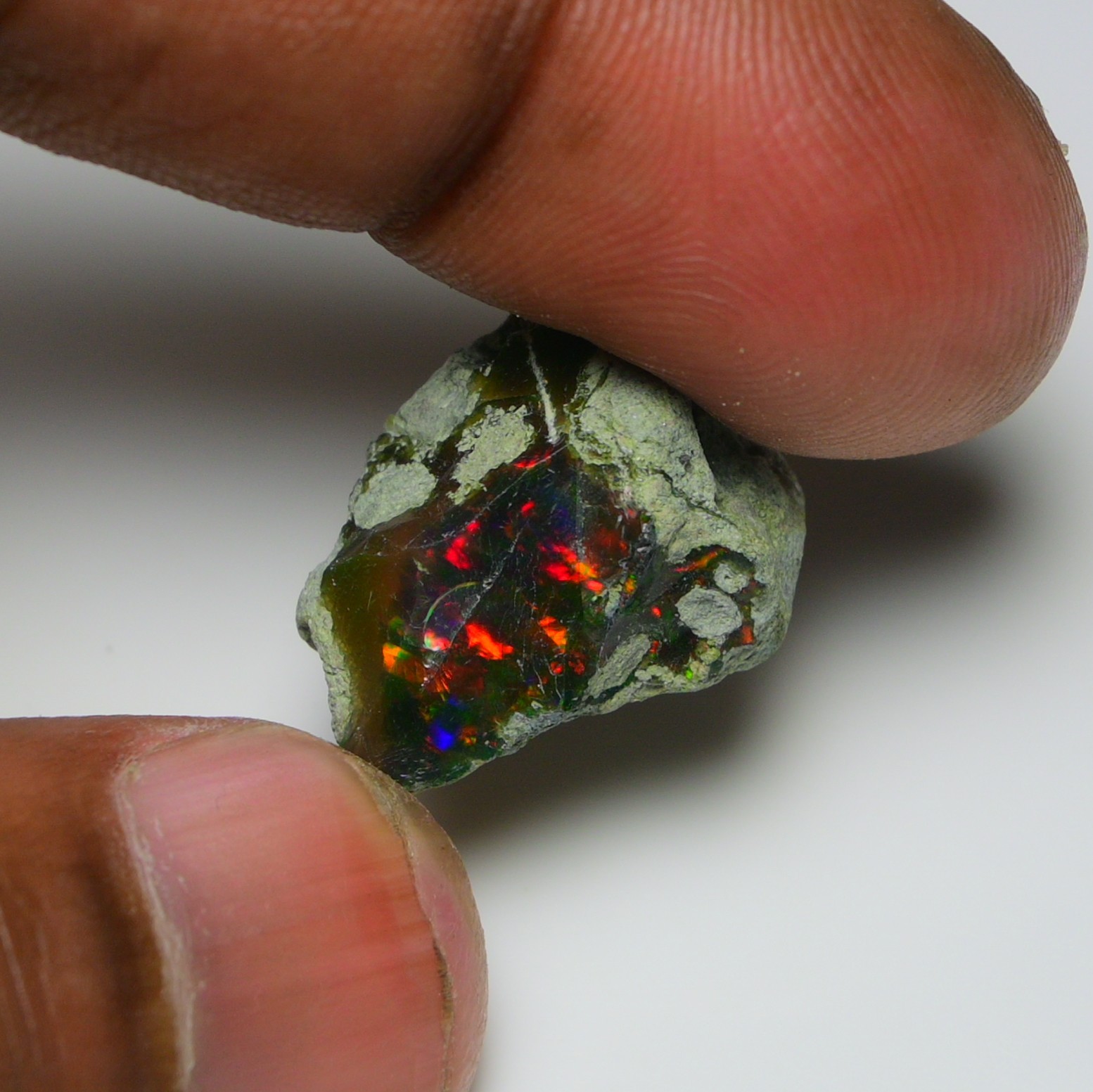 12ct Natural Black Opal Rough Ethiopian, Fire Opal Gemstone, 20x16MM Welo Opal