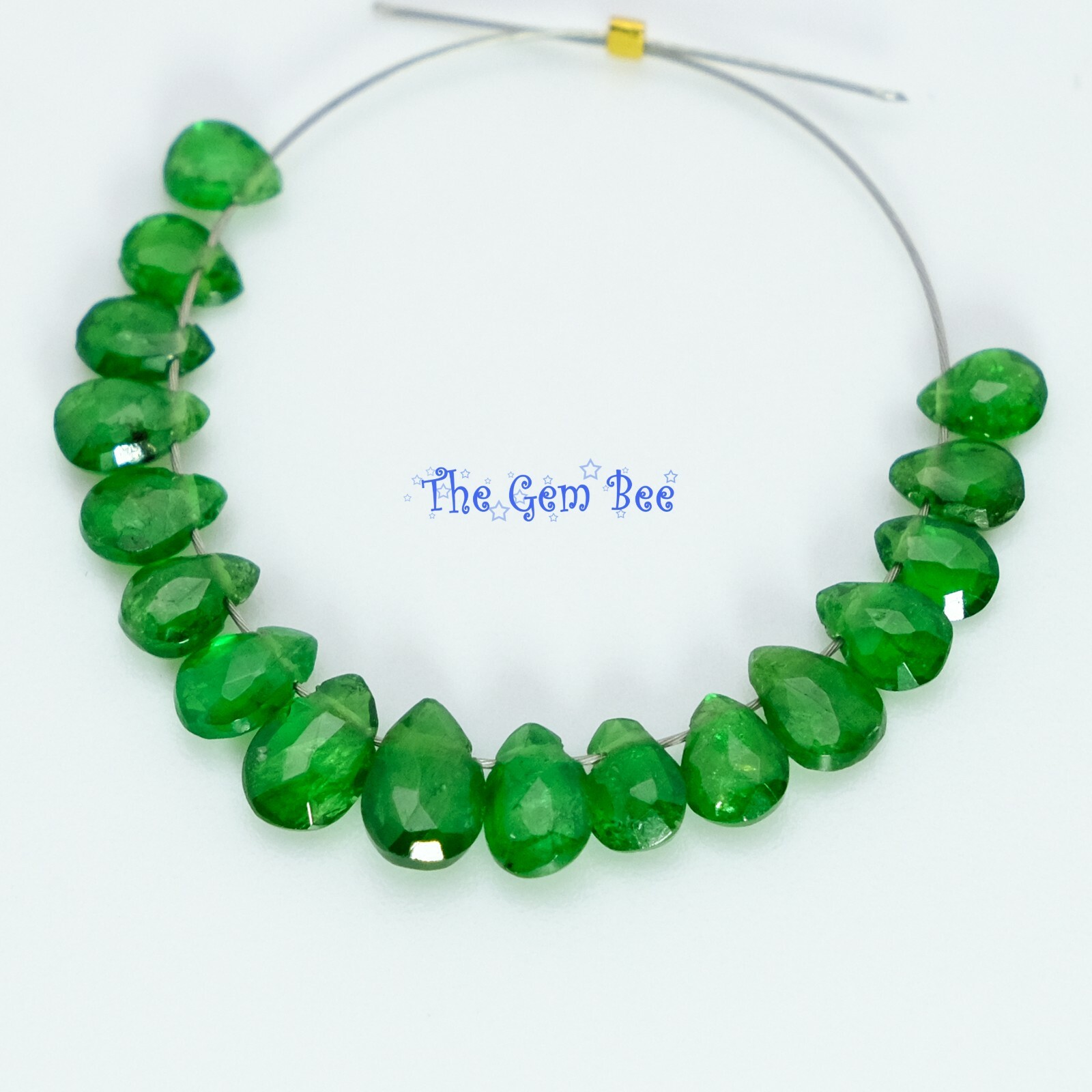 Gem Tsavorite Deep Green Garnet Faceted Petite Pear Briolette Beads (17)
