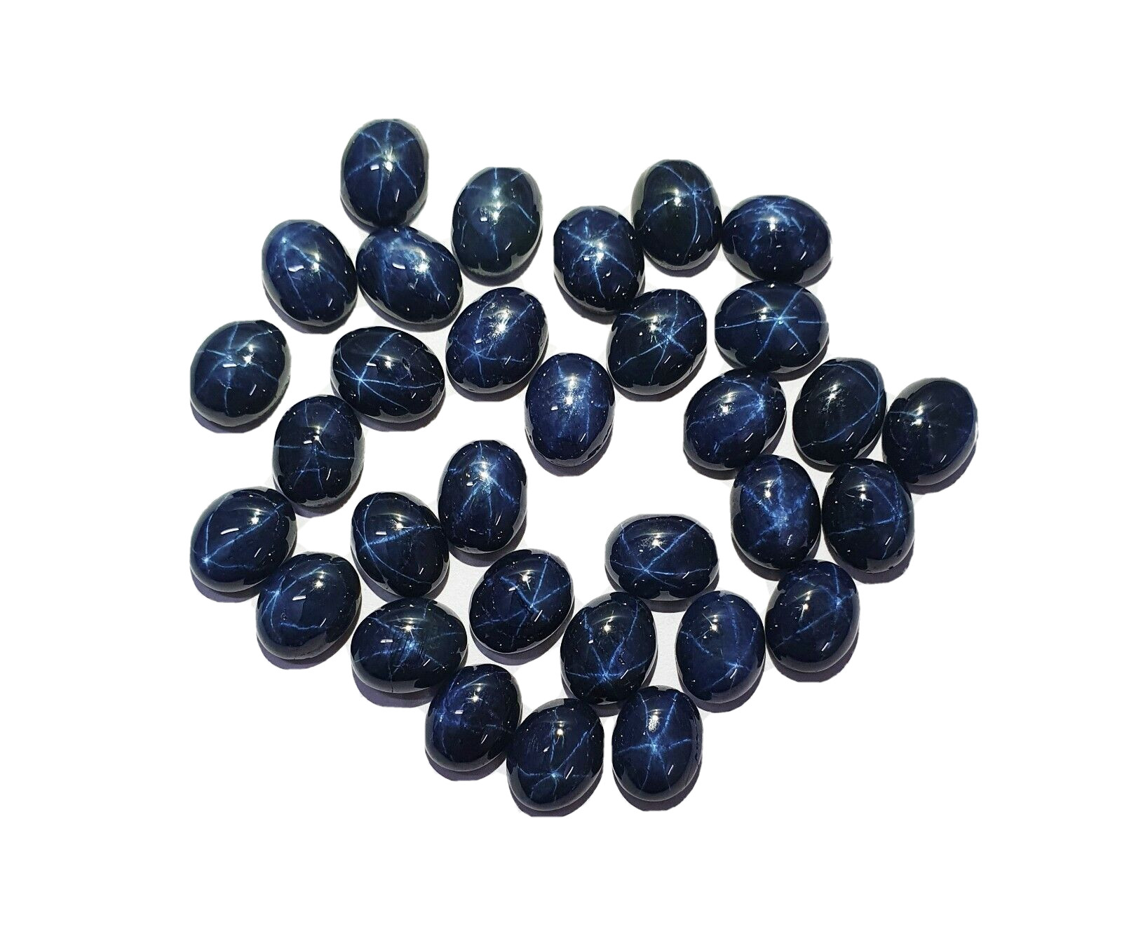 Natural Star Blue Sapphire Oval Cabochon Gemstone 3 Pcs 7×9 MM 9 CT