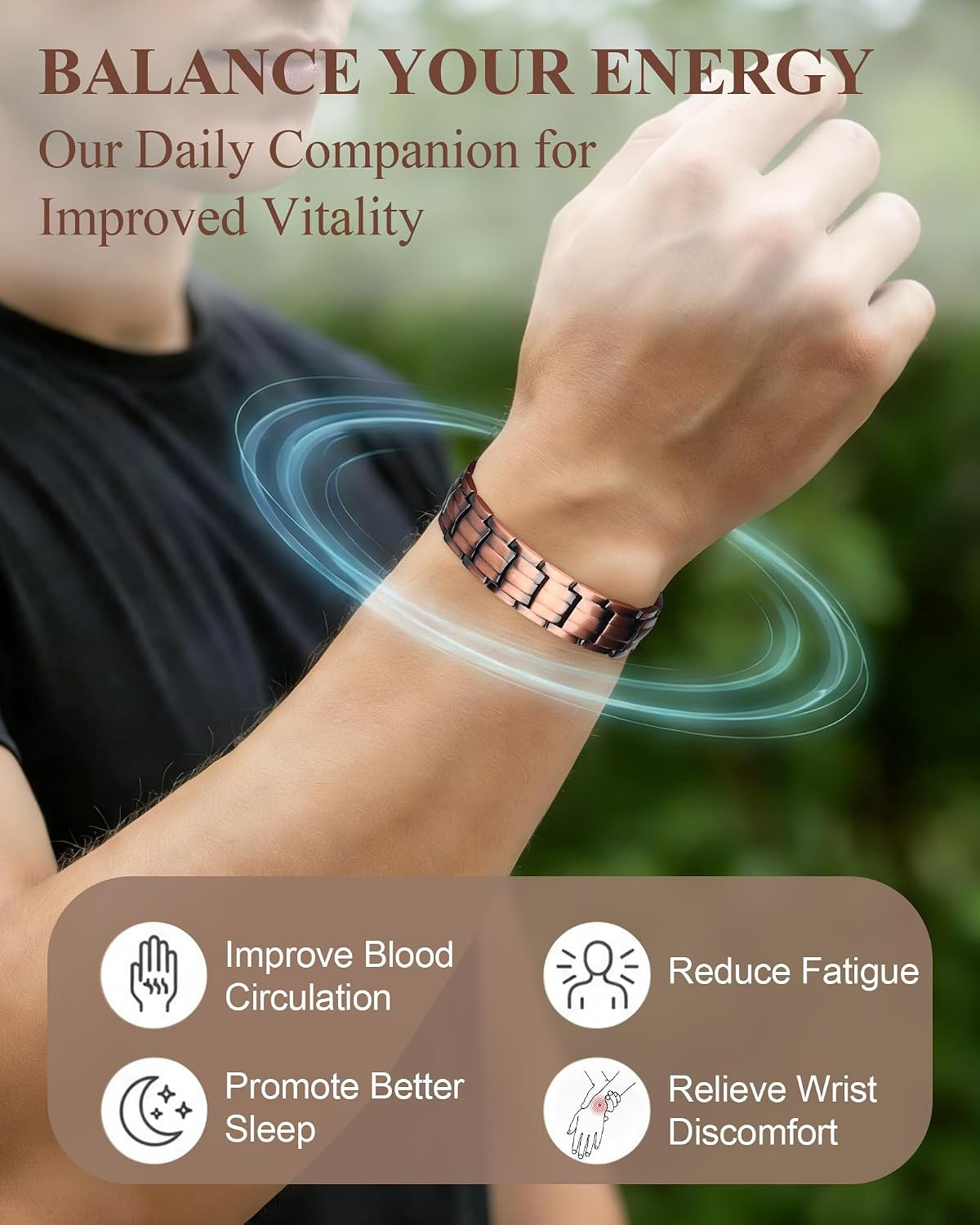 Patriotic Design Magnetic Bracelets for Men, Ultra Strength 99.9% Pure Copper Br