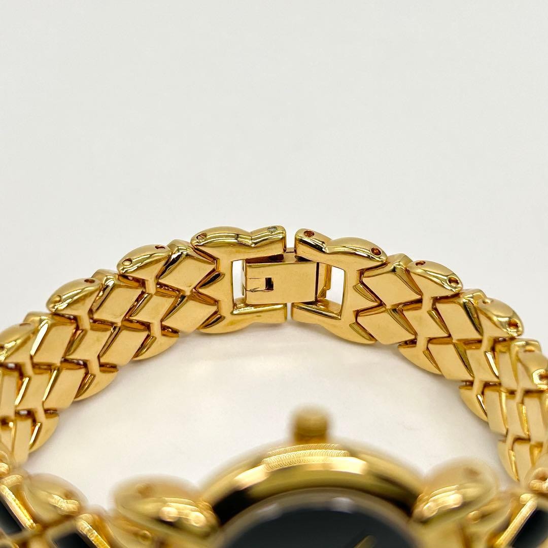 Franklin Mint Diamond Black Quartz Watch Gold/Black Used
