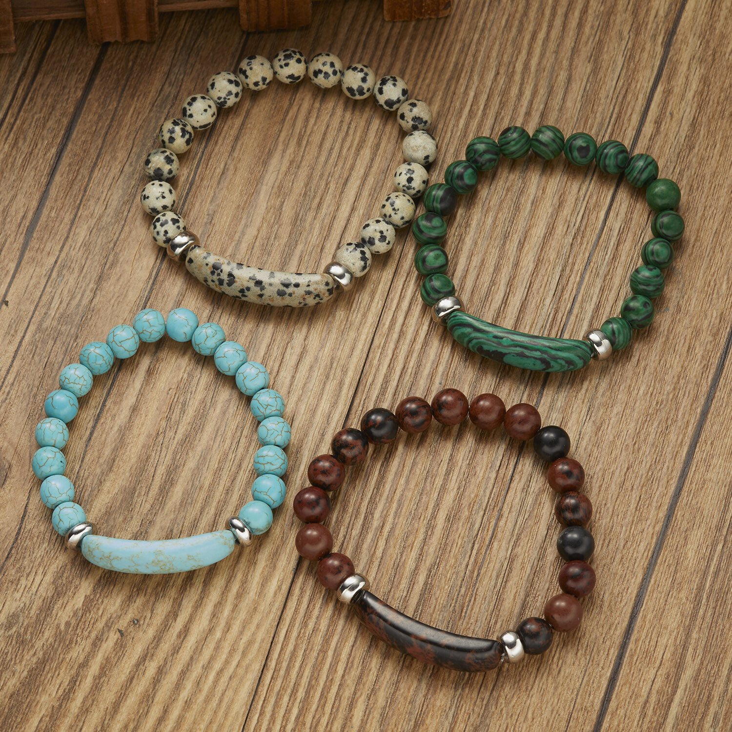 Natural Stone Tiger Eye Beaded Bracelet Elasticity Bangle Elegant Women Jewelry