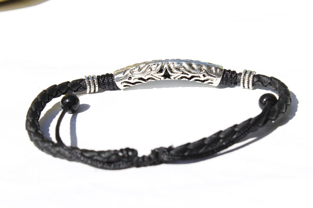 Women/ Men Genuine Leather Lucky Star Pipe Black Rope Anklet Bracelet One Size