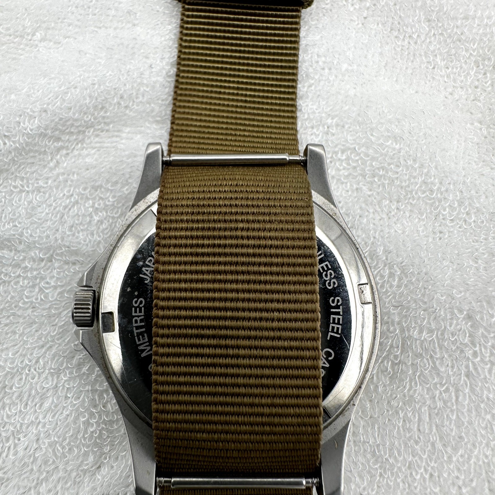 U.S. Guide Quartz Analog Watch Black Dial Olive Nylon Strap