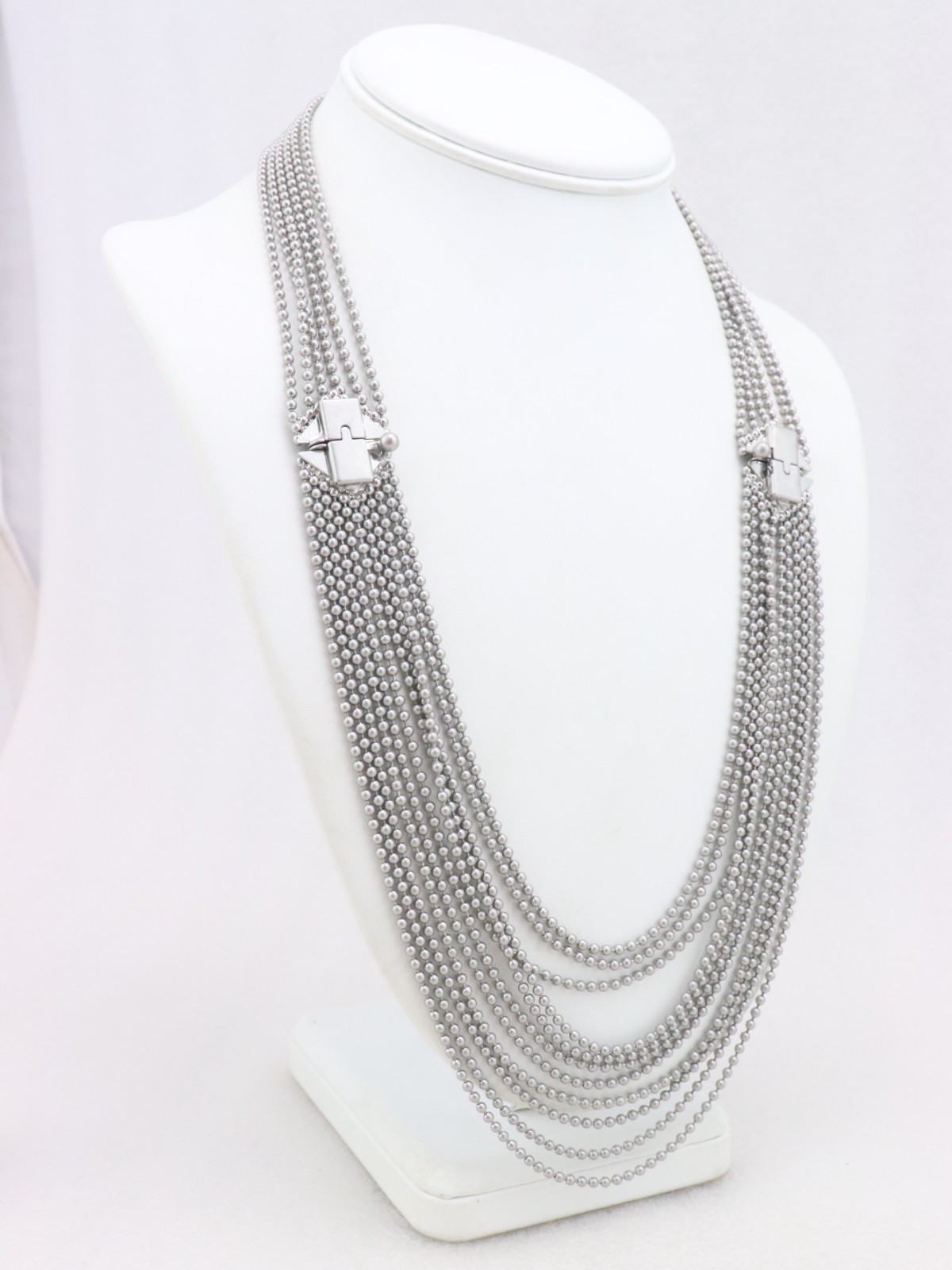 Long 33″ Cabi Convertible Silver Tone Chain Necklace Adjustable Length Runway