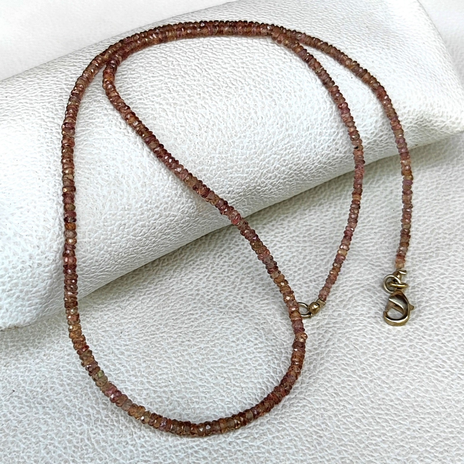 Natural Madagascar Brown Sapphire 2.5-3mm Faceted Rondelle Bead 19″ Necklace