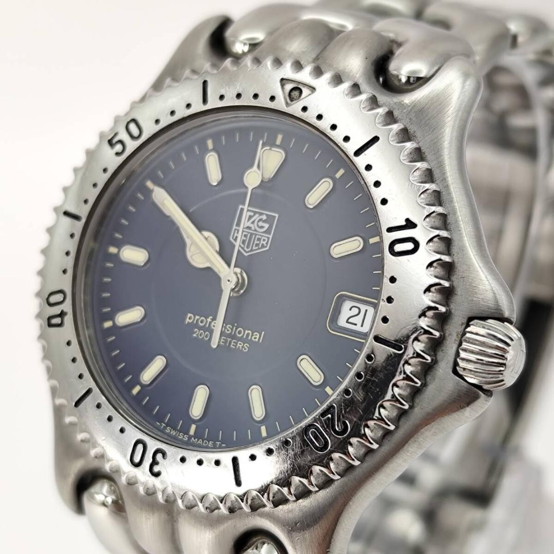 Working Battery Tag Heuer Cell Professional QZ Blue Dial 37mm Safe packing!