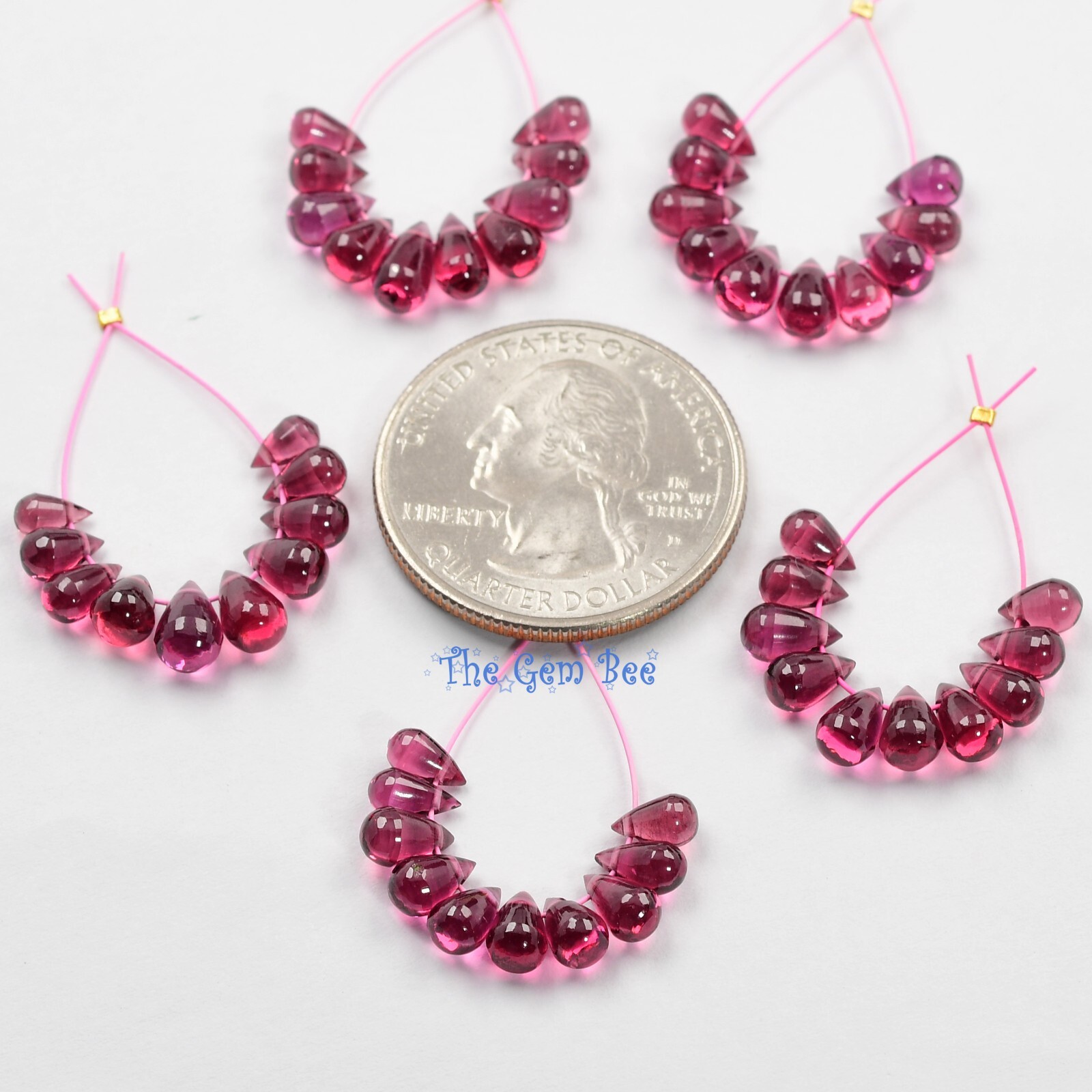 Gem Rhodolite Garnet Smooth Full Teardrop Briolette Beads (10)