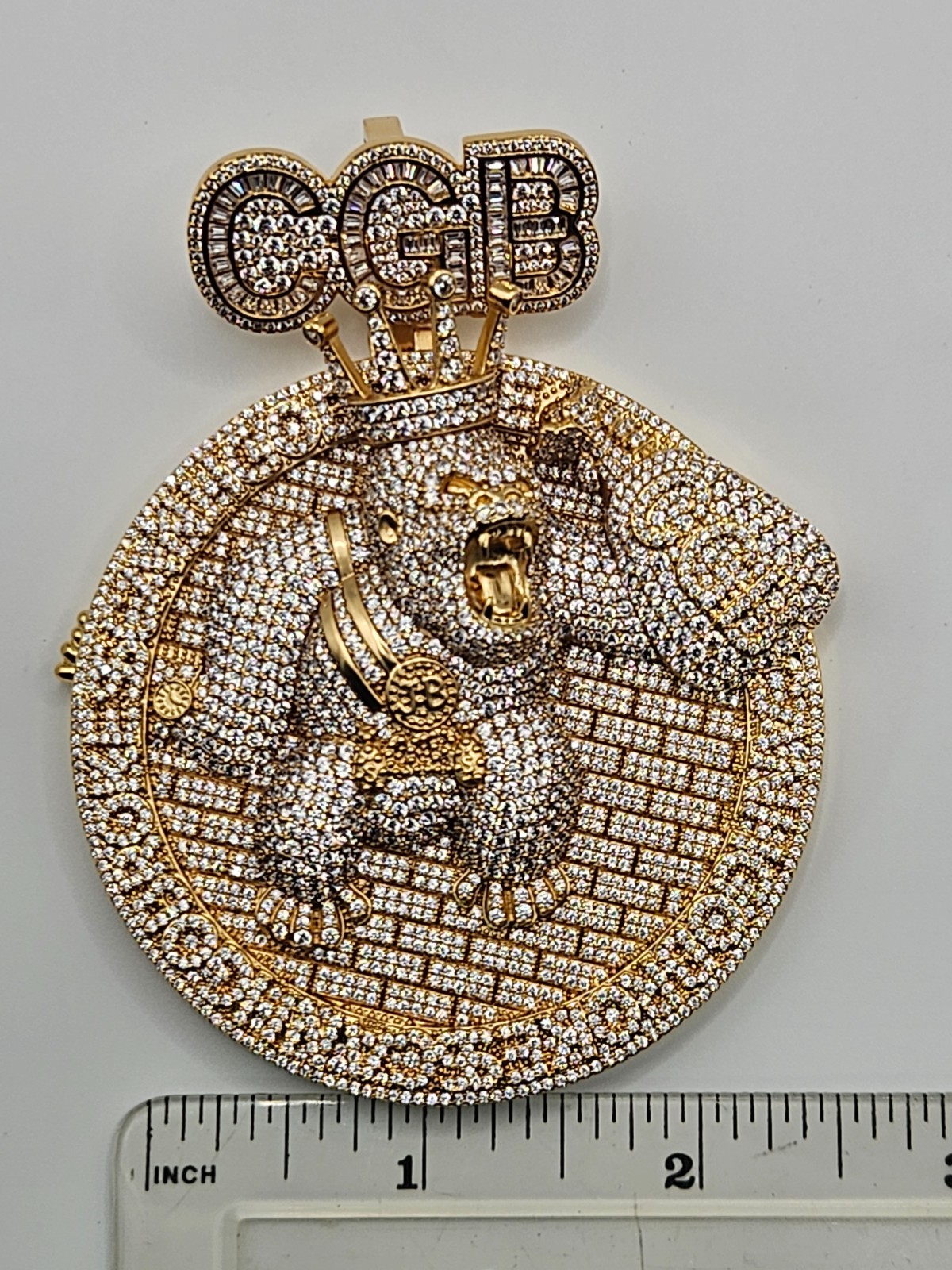 .925 Sterling Silver Gold Plated CGB Gorilla Pendant 127g 13mm Bail
