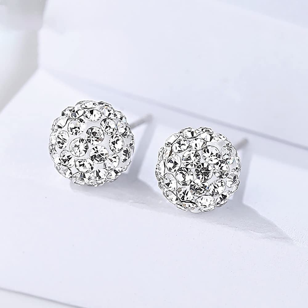 Minimalist CZ Cluster Small Ball Stud Earrings for Women Girls 925 Sterling Silv