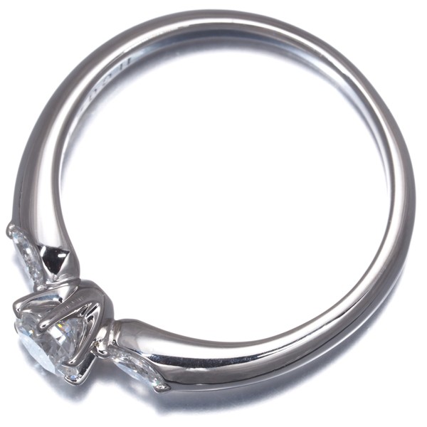 Auth ROYAL ASSCER Ring Diamond 0.32ct/0.10ct Solitaire US6-6.25 900 Platinum