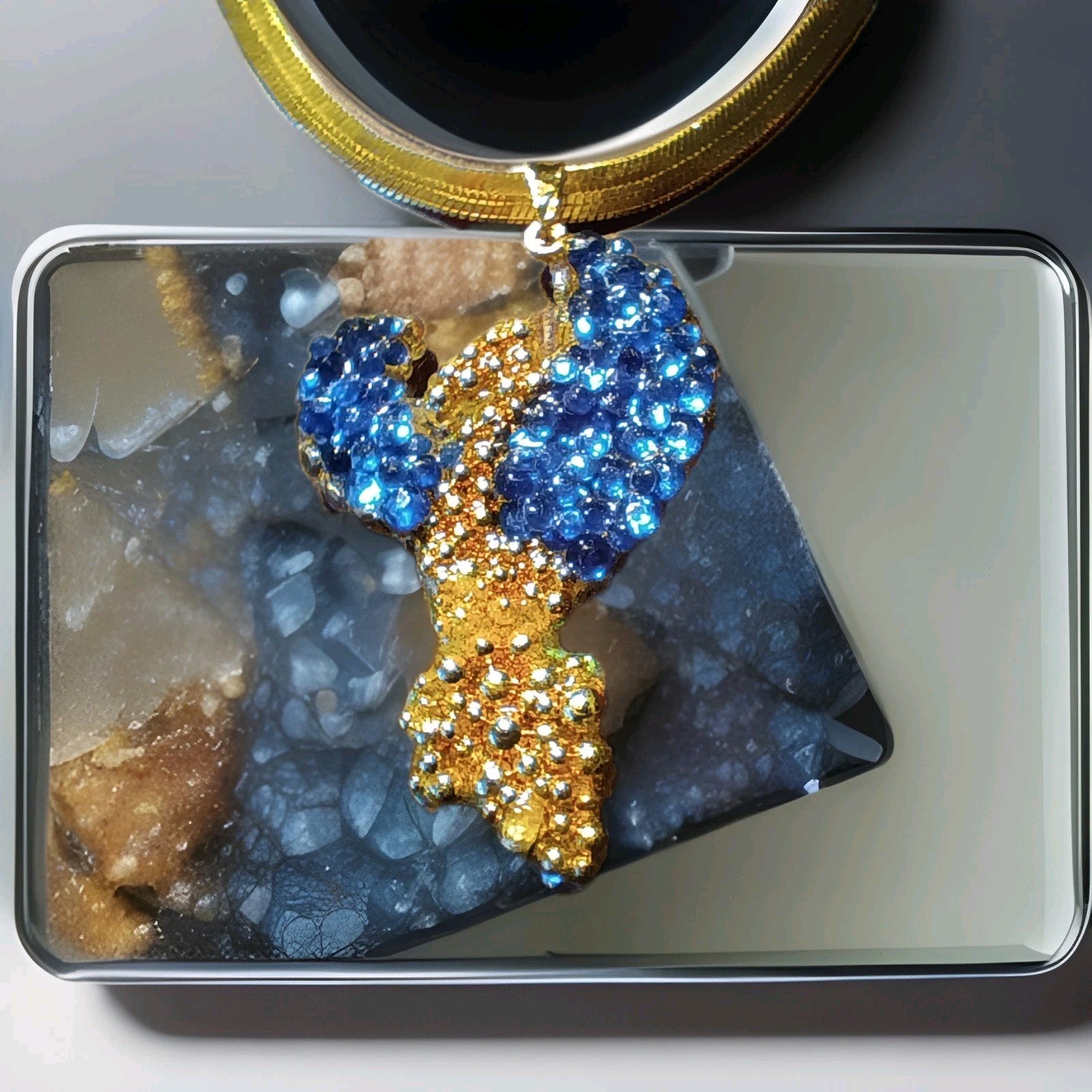 Royal Blue Frost Phoenix Necklace Handmade Phoenix Jewelry Gift