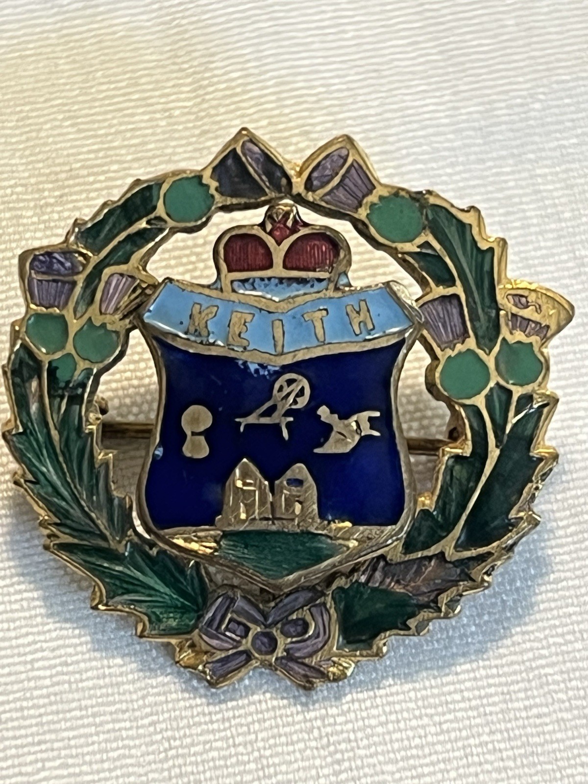 Vintage KEITH Clan Coat of Arms Enamel Heraldic Brooch Pin Scotland Crest