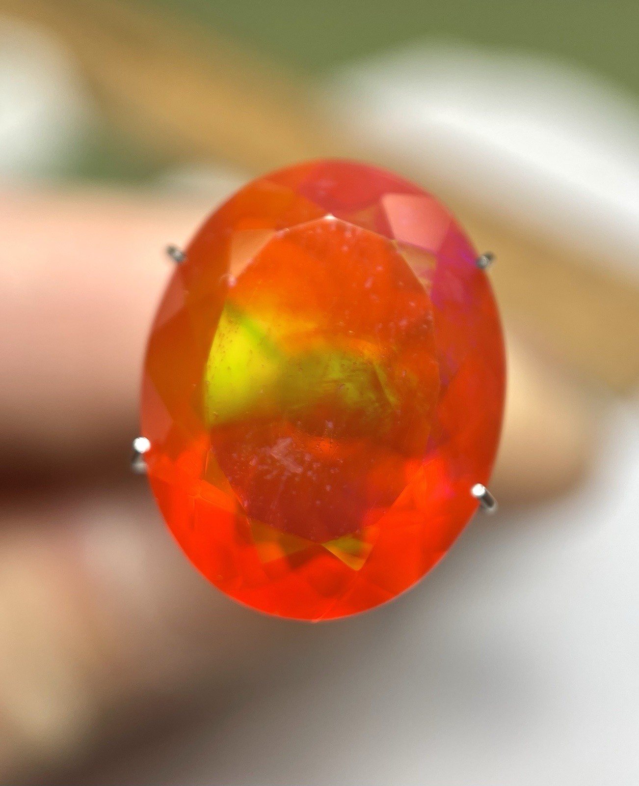Natural Ethiopian Fire Opal Oval Orange With Play Of Color 7.03ct.
