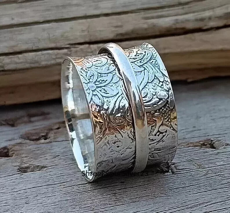 925 Sterling Silver Spinner Ring Statement Handmade Ring For Men Women All Size