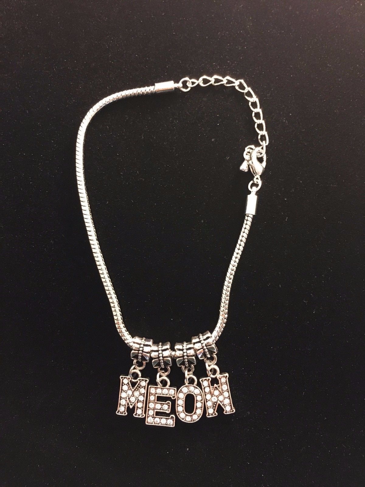 Crystal Charms MEOW Cat Anklet – Swinger Hotwife Queen of Spades Fetish Cuckold