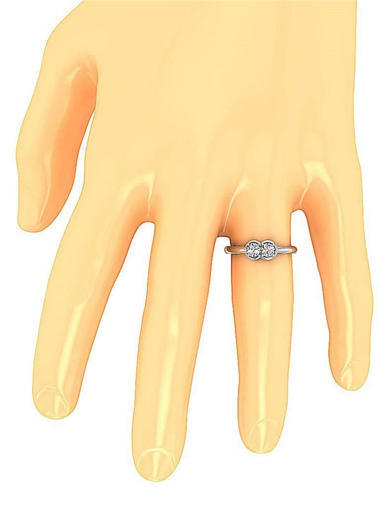 Forever Us Two Stone Ring SI1 G 0.55Ct Natural Round Diamond 14K Gold 6.00MM