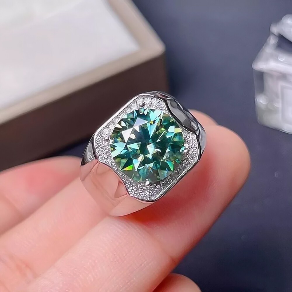 5.80 Ct Certified Round Cut Blue Diamond Solitaire Ring In 925 Sterling Silver